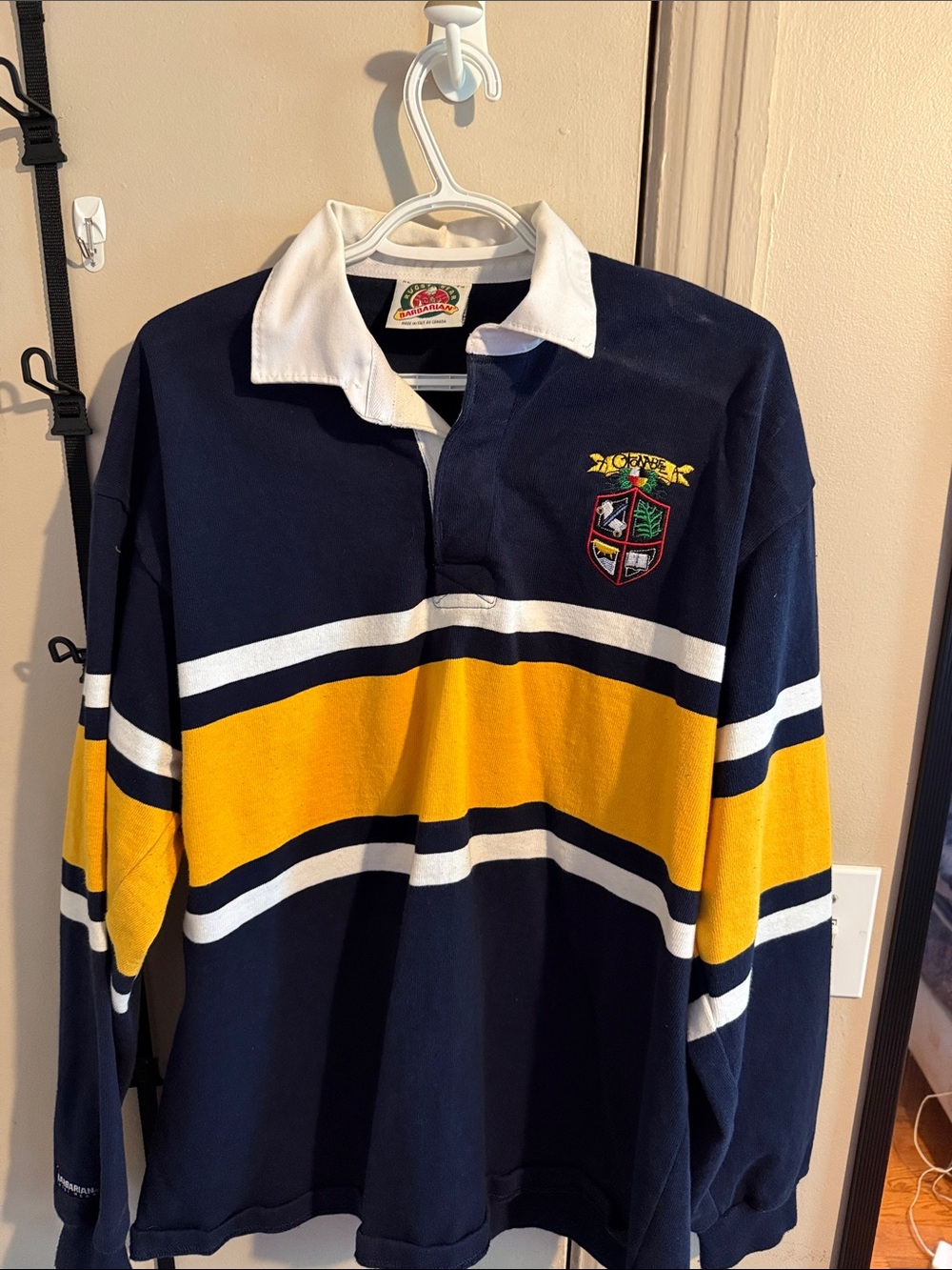 Navy & Yellow Rugby Shirt with Crest - Unbranded